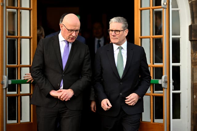Sir Keir Starmer, right, met with John Swinney on Friday (Andy Buchanan/PA)