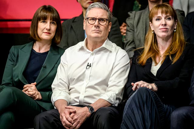 <p>Keir Starmer, Rachel Reeves and Angela Rayner are at odds behind the scenes</p>