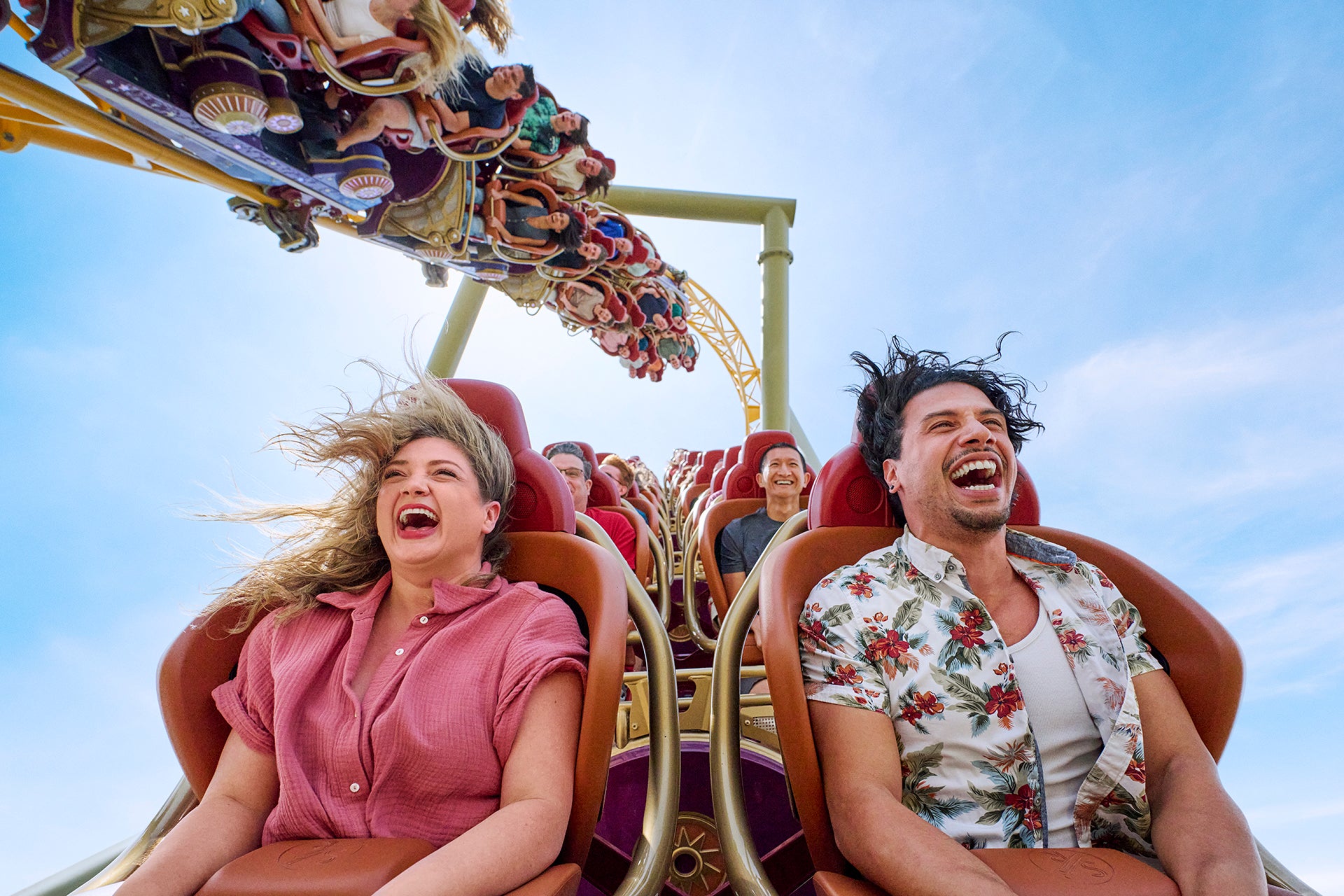 Stardust Racers is color-coded, with guests choosing a yellow or green track