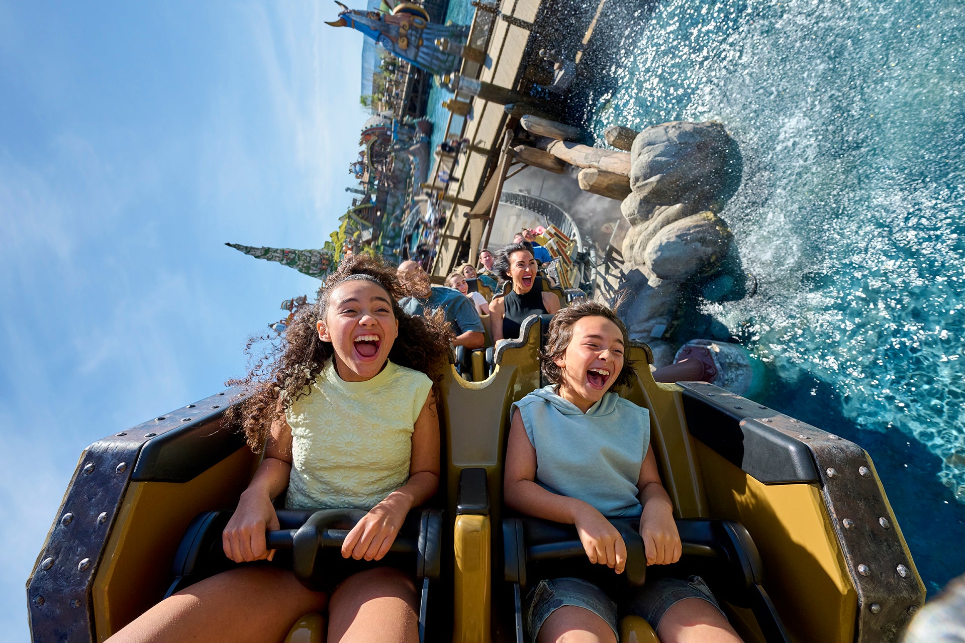 The family friendly thrill coaster Hiccup Wing Gliders in the Isle of Berk land