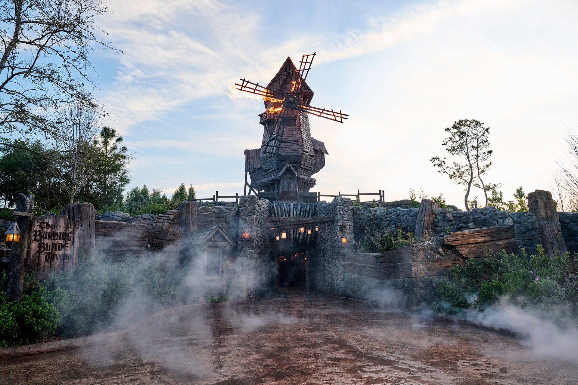Guests can journey into the catacombs of Frankenstein Manor in Dark Universe. Above, the Burning Blade Tavern