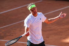 Alexander Zverev says lightning struck his flight to Paris for the French Open