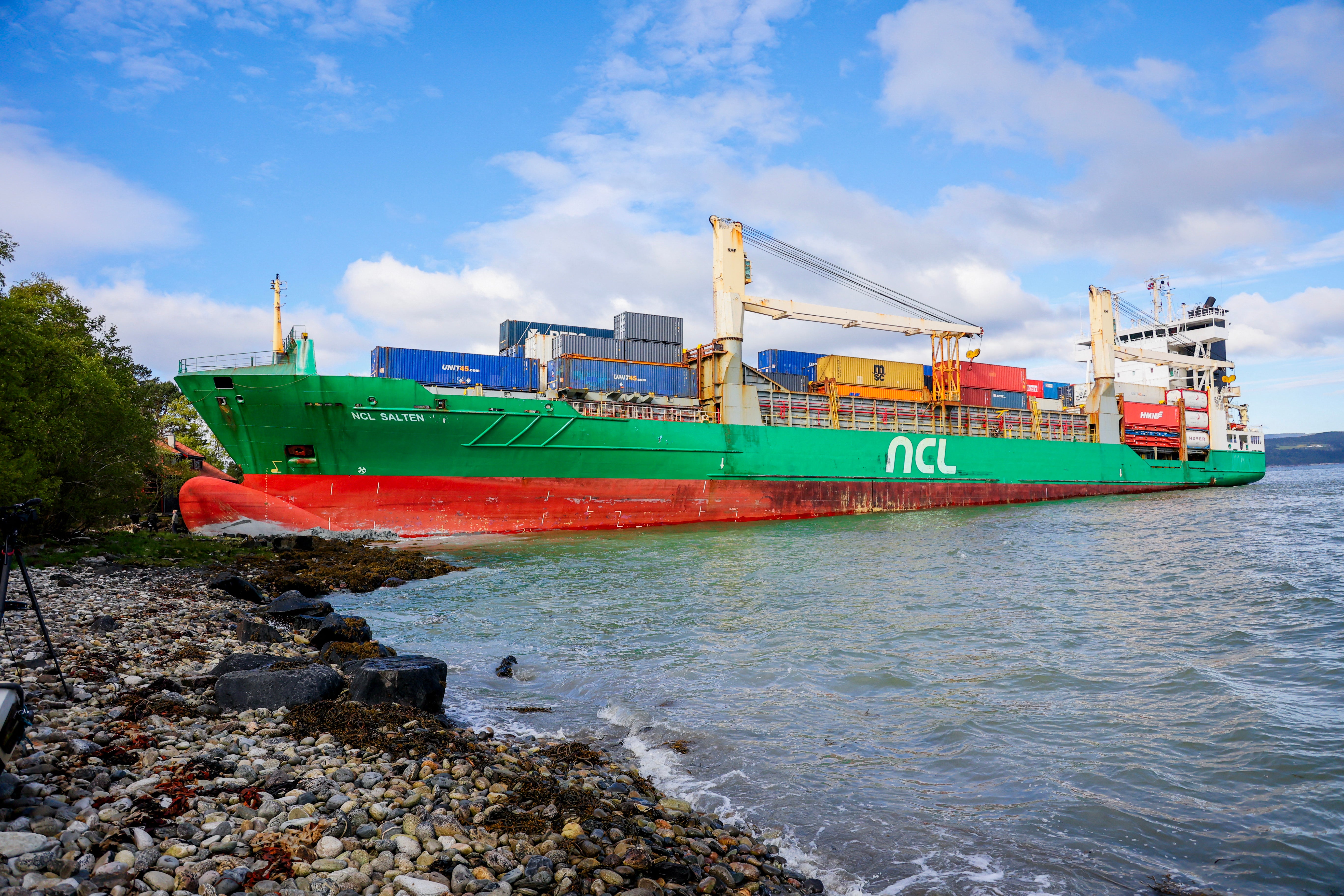 Work is continuing to refloat the ship