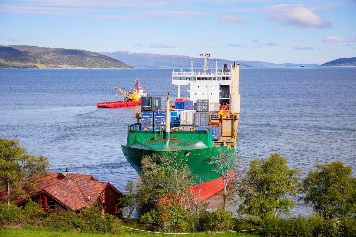 Norwegian man sleeps through massive container ship ploughing into his garden Norwegian man sleeps through massive container ship ploughing into his garden