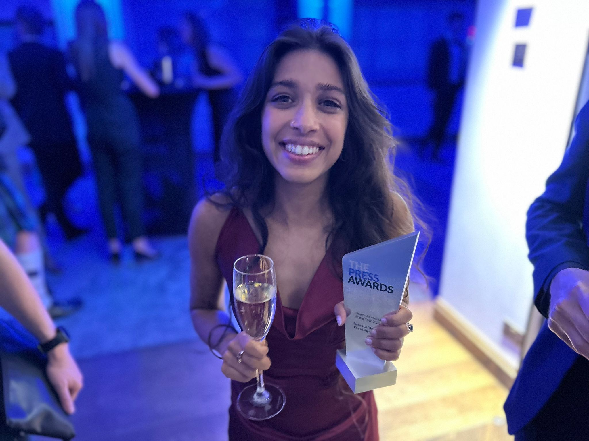 <p>Rebecca Thomas pictured at the Press Awards on Thursday</p>