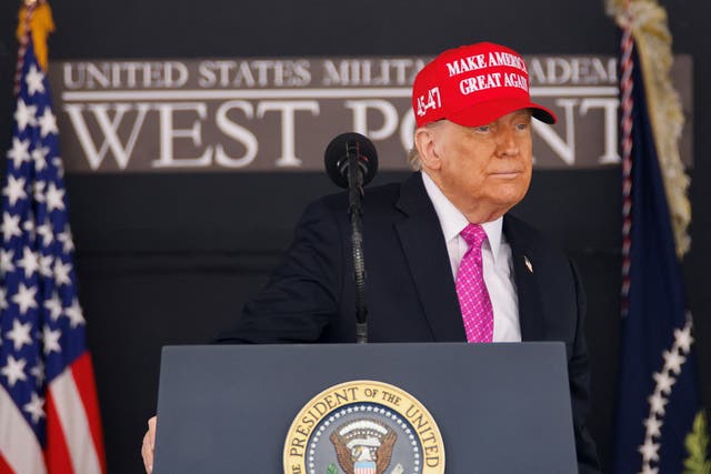 <p>President Donald Trump speaks at the 2025 U.S. Military Academy at West Point graduation</p>