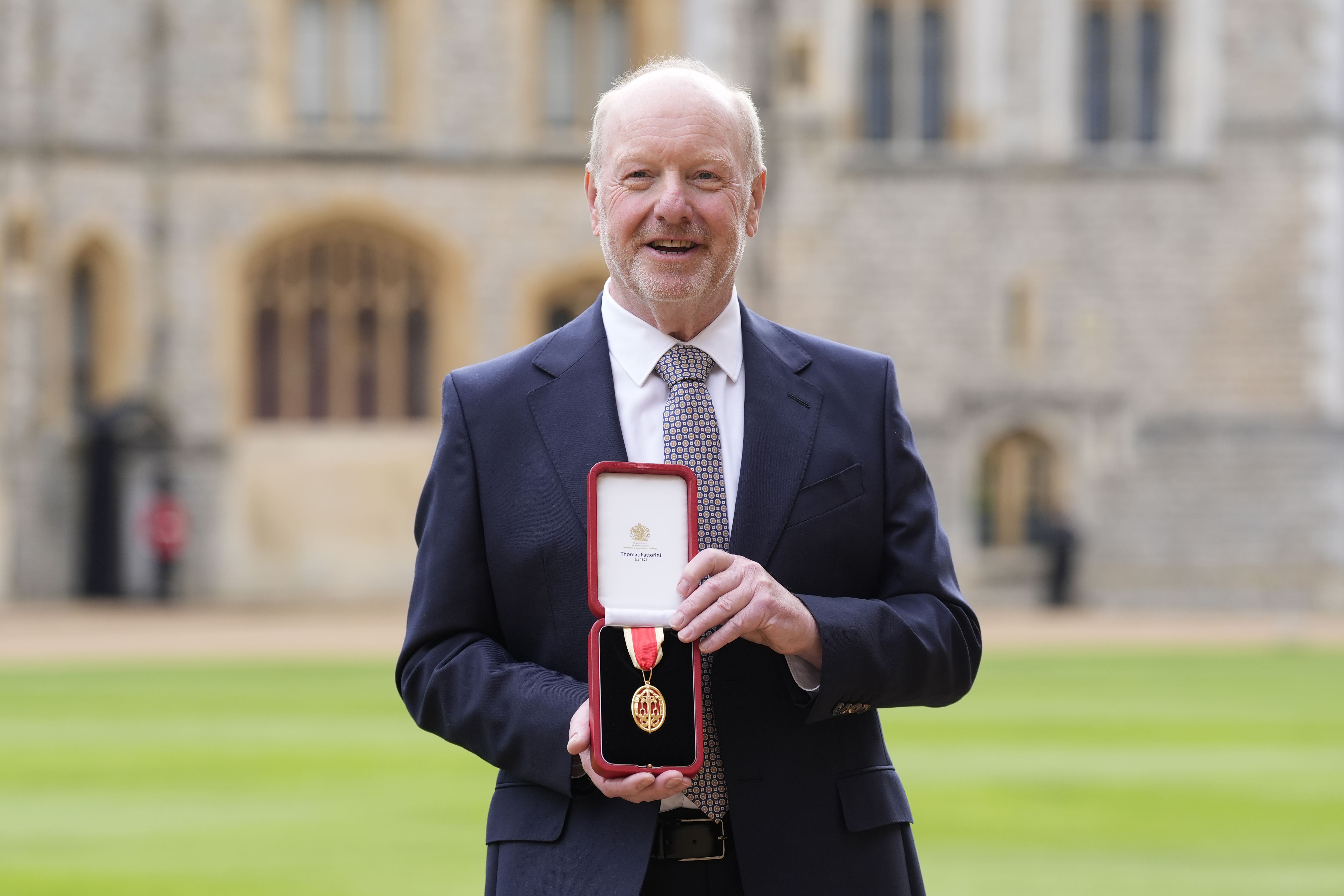 <p>Alan Bates is knighted at Windsor Castle last year</p>