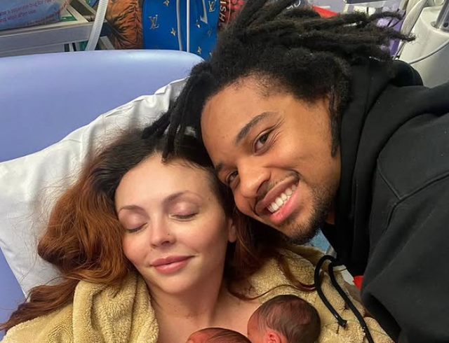 <p>Jesy Nelson shared a photo of her cradling her newborn daughters</p>