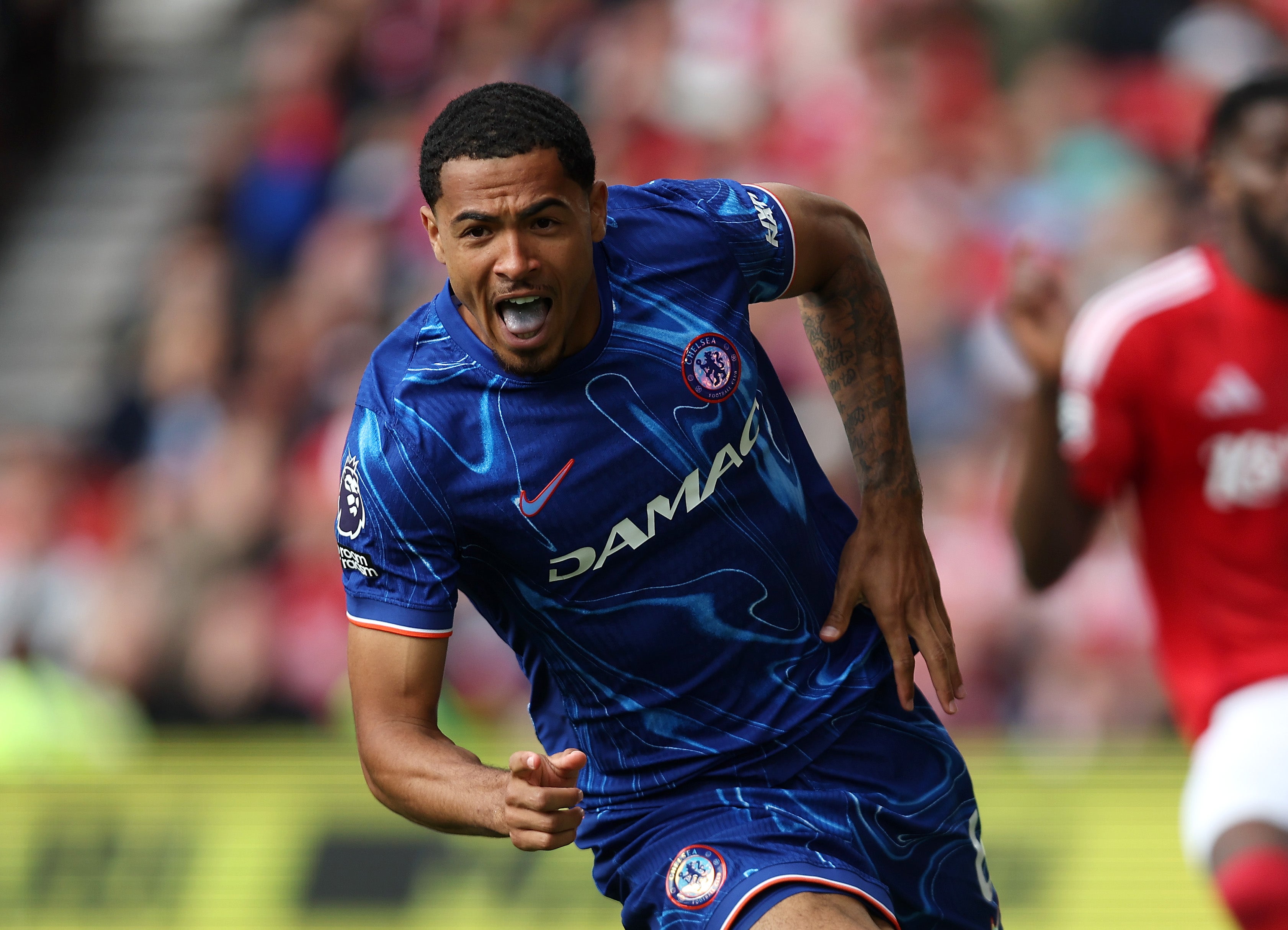 Levi Colwill of Chelsea celebrates scoring