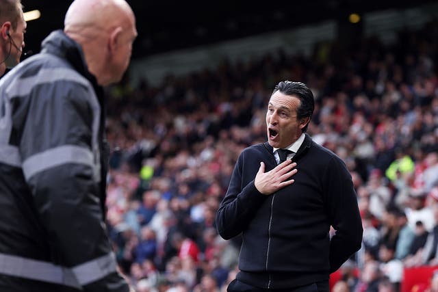 <p>Unai Emery made his feelings known to referee Thomas Bramall (not pictured) after the game</p>
