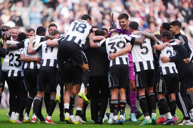 Newcastle secured Champions League football despite defeat to Everton (Owen Humphreys/PA)