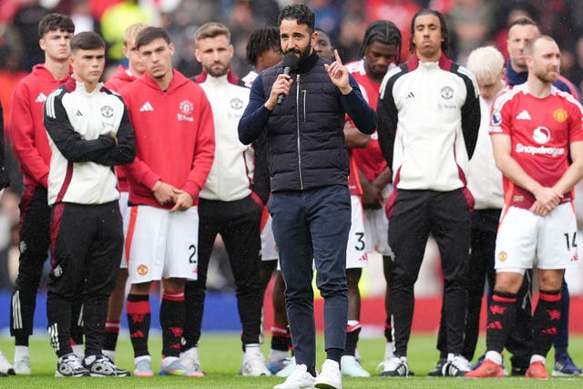 Ruben Amorim apologised for Manchester United’s ‘disaster season’ (Martin Rickett/PA)