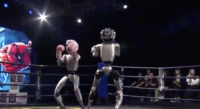 <p>World’s first humanoid robot kickboxing tournament held in China</p>