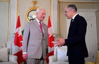 King Charles III with Canadian Prime Minister Mark Carnery in Hall Rideau, Ottawa (Victoria Jones/PA) holds audiences
