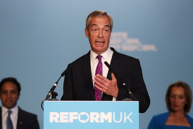 <p>Reform UK leader Nigel Farage announced a policy platform in central London</p>
