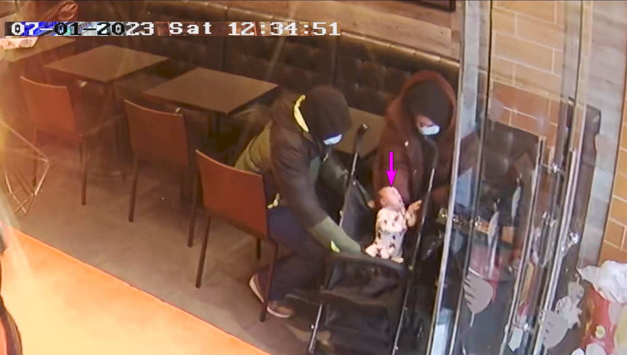 CCTV footage of Constance Marten, Mark Gordon and Baby Victoria at a German Donor Kebab Shop in East Ham