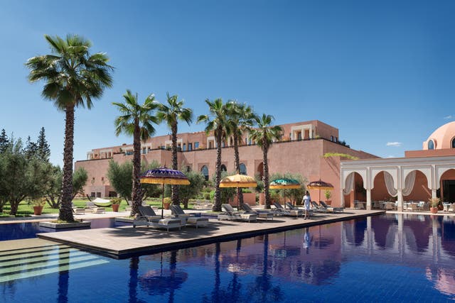 <p>The main pool at the Oberoi Marrakech hotel</p>