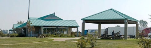The Greenfield Rest Area off I-70 can fit 84 cars, 101 trucks, and has five handicap spots