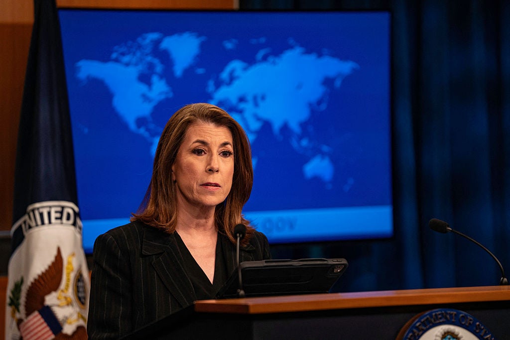 US state department spokesperson Tammy Bruce briefs media