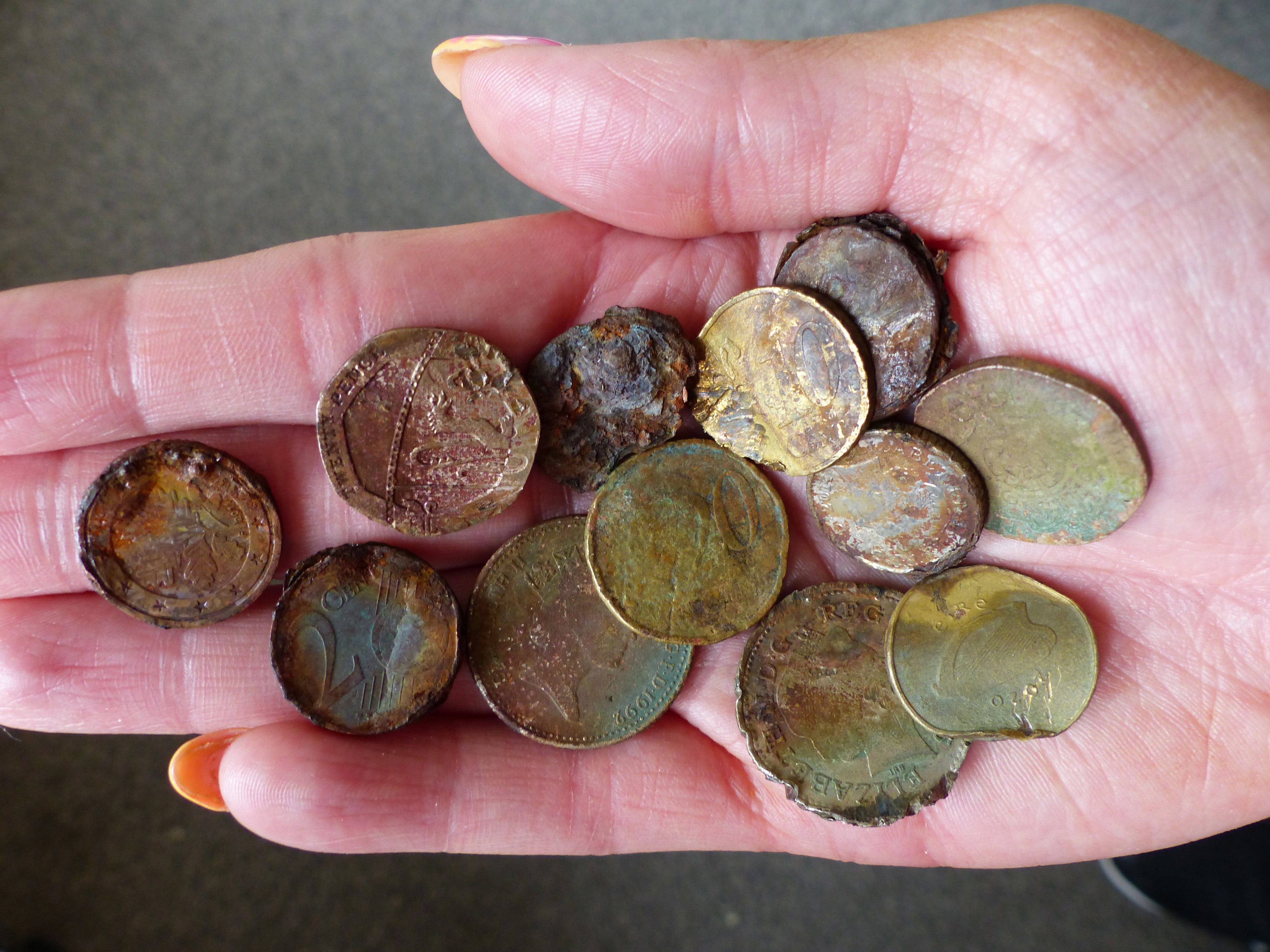Coins removed from the Giant’s Causeway in Northern Ireland