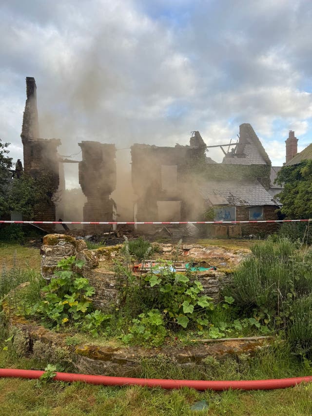 <p>Farmhouse on Althorp Estate after fire</p>