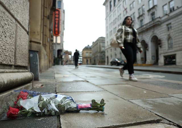 <p>Flowers lie at Water Street by the site of an incident where a car plowed into a crowd of Liverpool fans during a parade celebrating their side's Premier League soccer title, in central Liverpool, Britain, May 28, 2025</p>