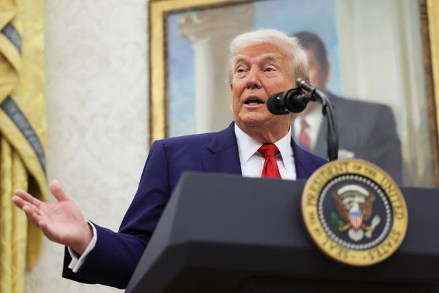 <p>US president Donald Trump speaks during a swearing-in ceremony for the interim US Attorney for the District of Columbia, Jeanine Pirro, at the White House in Washington, DC</p>