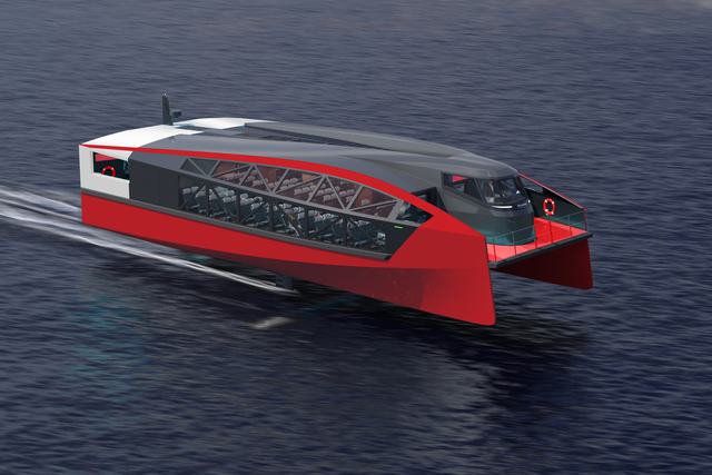 A computer-generated image of the Red Jet EF-24 Passenger ferry built by Artemis Technologies that is set to launch next year (Artemis Technologies/PA)