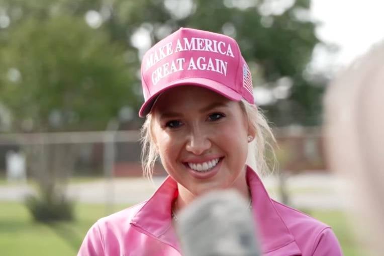 Savannah Chrisley speaks outside a Florida prison after President Donald Trump pardoned her parents, Todd and Julie Chrisley
