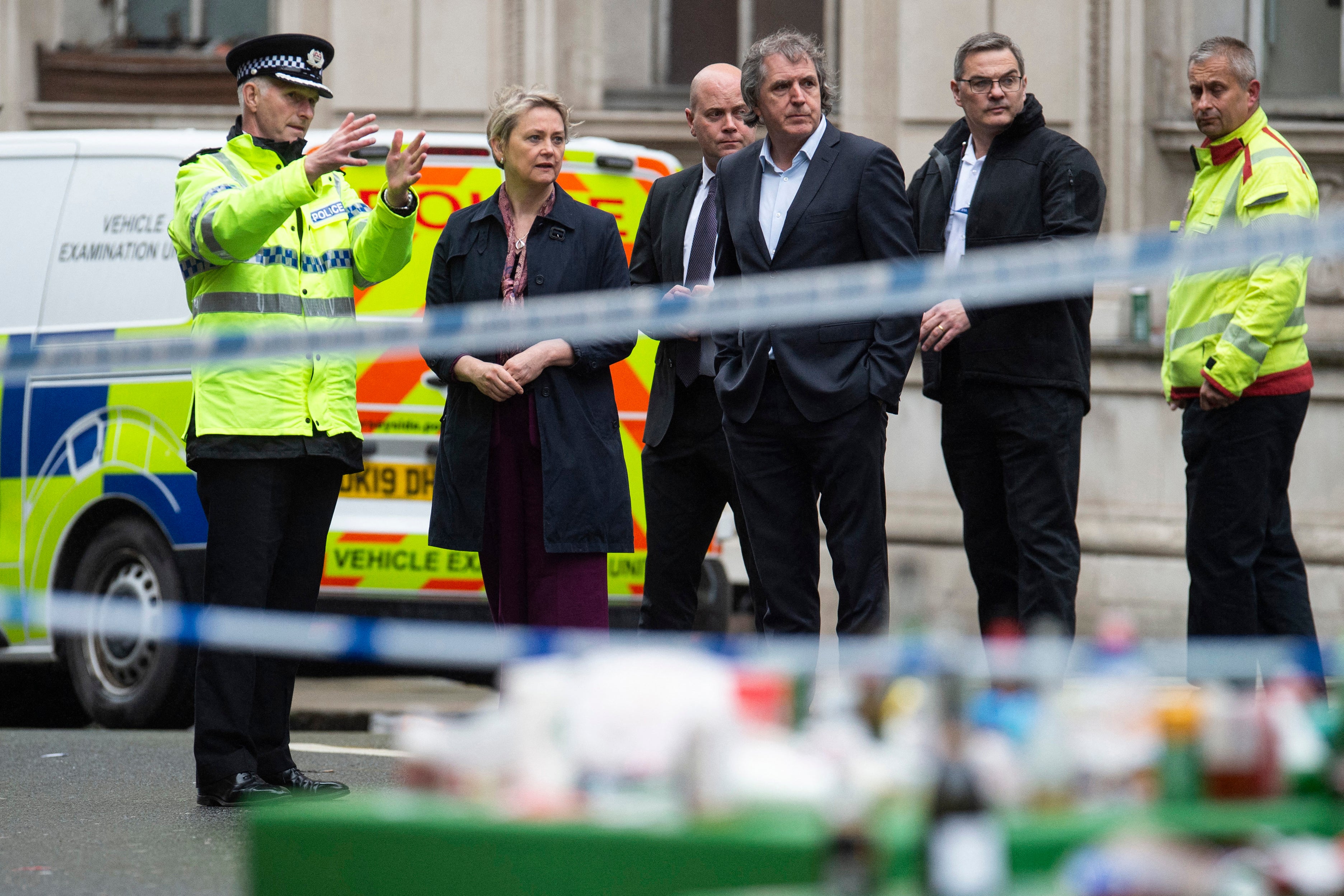 Home Secretary Yvet Cooper visited the scene with Liverpool City Metro Metro Mayor Steve Roth