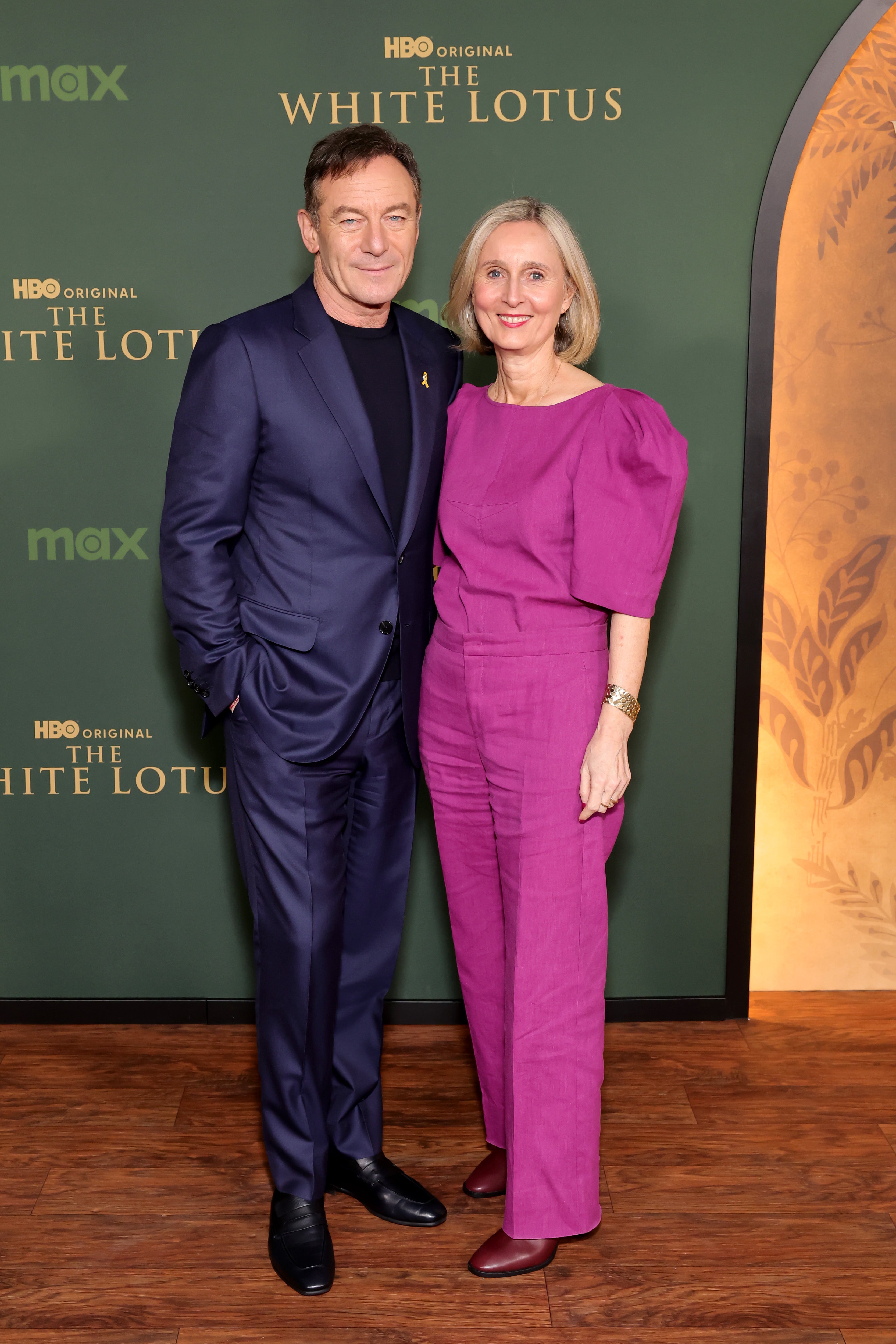 <p>Jason Isaacs pictured with his wife Emma Hewitt </p>