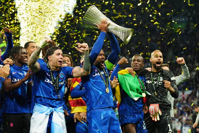 Chelsea lifted the Conference League trophy in Wroclaw (Jane Barlow/PA)