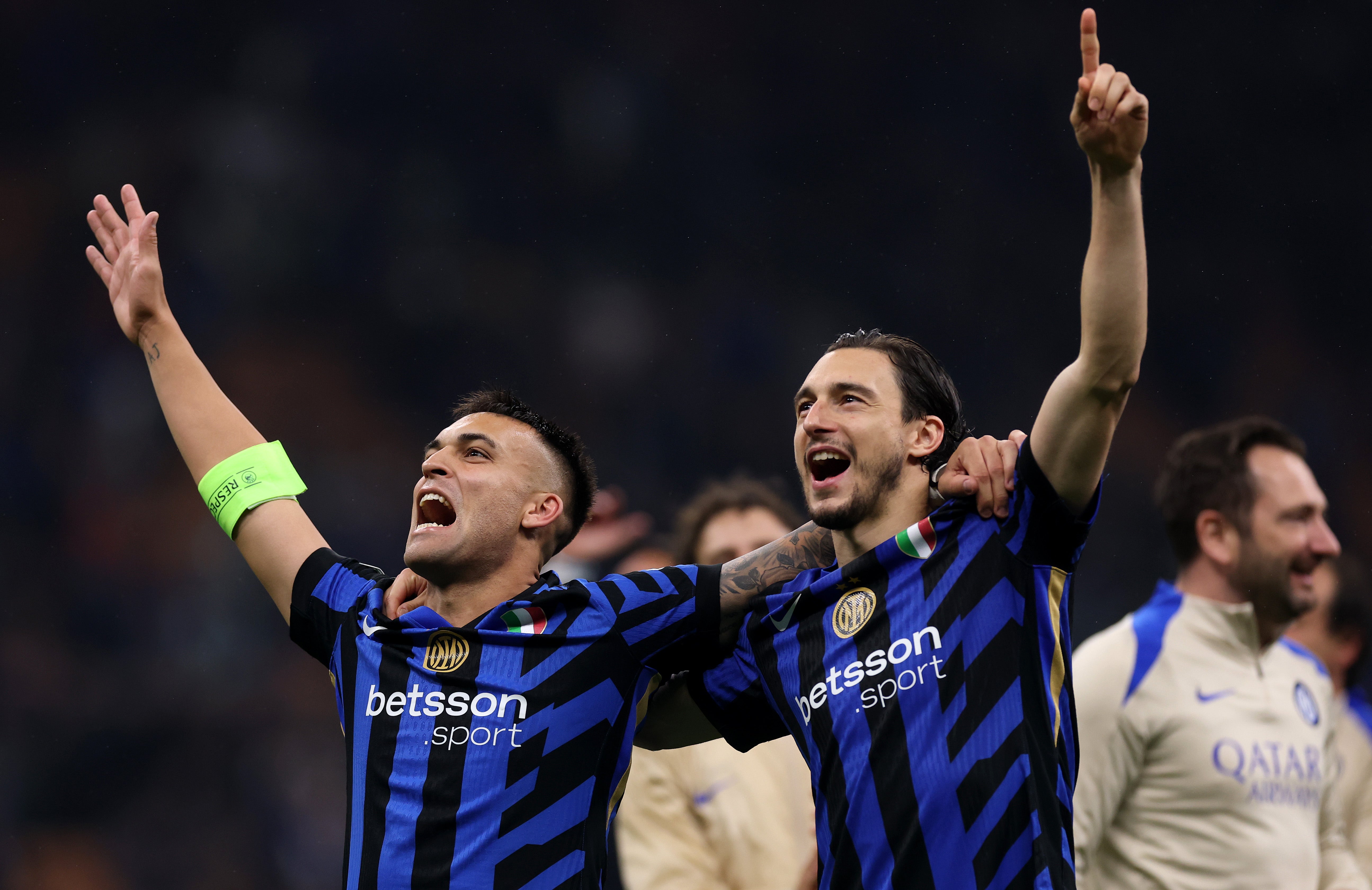 Lautaro Martinez and Matteo Darmian celebrated victory over Barcelona