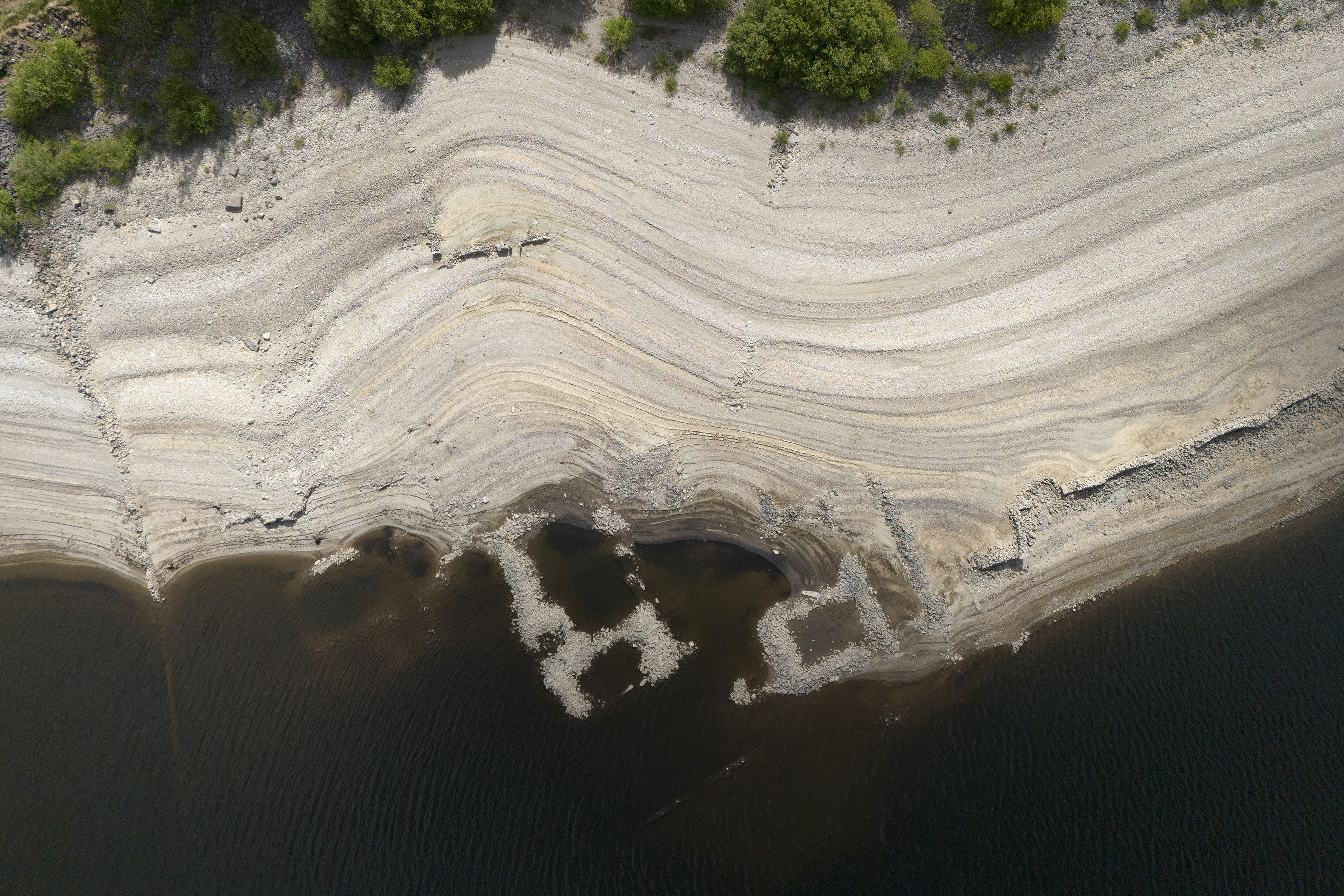 Haweswater reservoir in Cumbria in May 2025, after dry springtime weather (Owen Humphreys/PA)