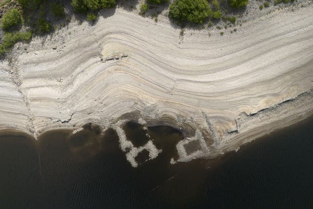Haweswater reservoir in Cumbria in May 2025, after dry springtime weather (Owen Humphreys/PA)