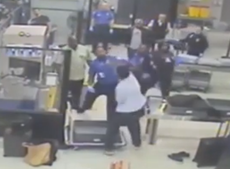 Moment traveler attacks TSA agents in Florida airport sparking massive brawl
