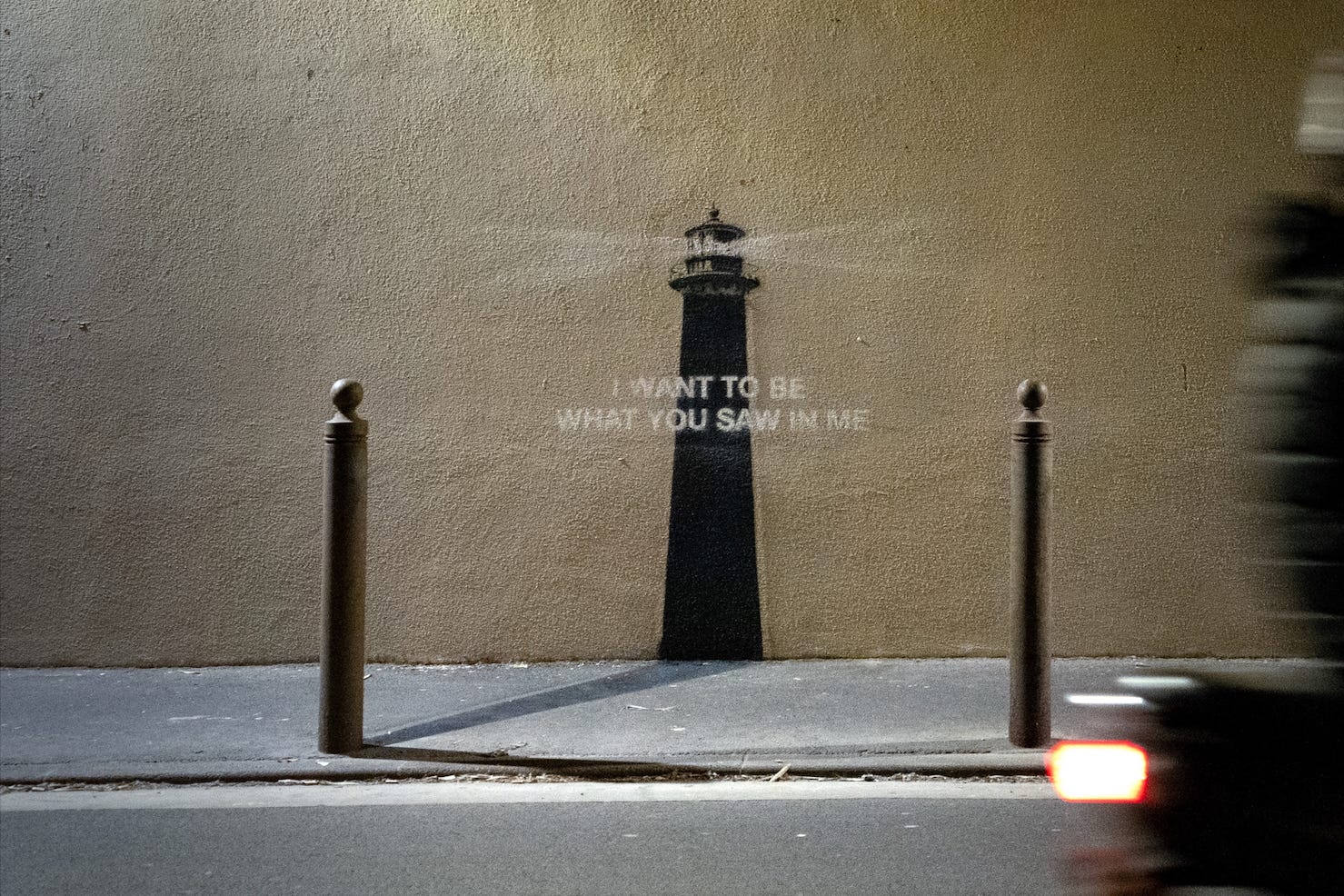 <p>A black-and-white mural of a lighthouse, posted on Banksy’s Instagram</p>