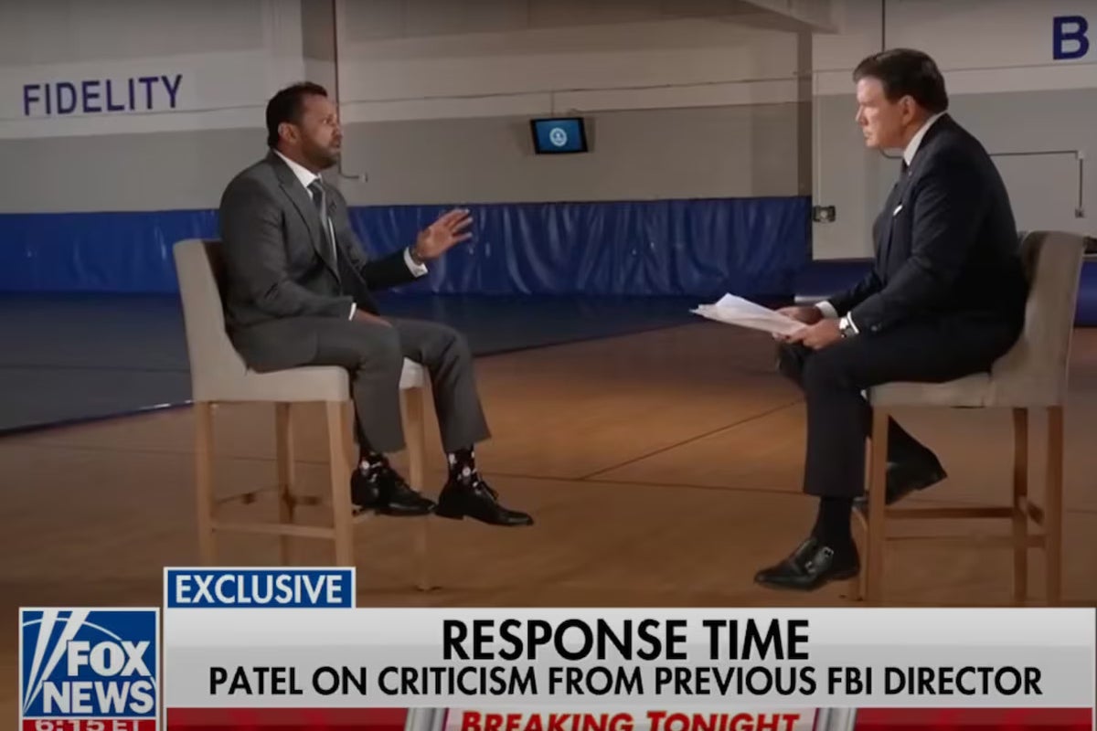 Social media howls over Kash Patel’s way-too-big chair in  interview