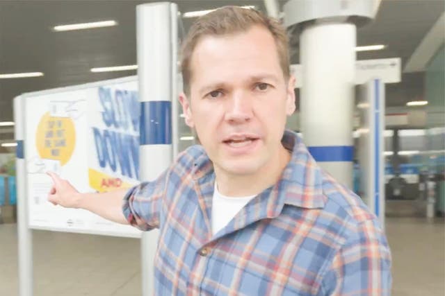 <p>Robert Jenrick tackled fare dodgers at Stratford station on the London  Underground</p>