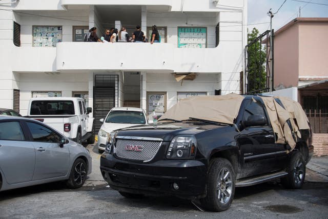 <p>The vehicle belonging to Mexican musical group Grupo Fugitivo is seen outside the Specialized Unit for the Investigation of Forced Disappearances, after Mexican authorities confirmed that five members of the band were found dead, in Reynosa</p>