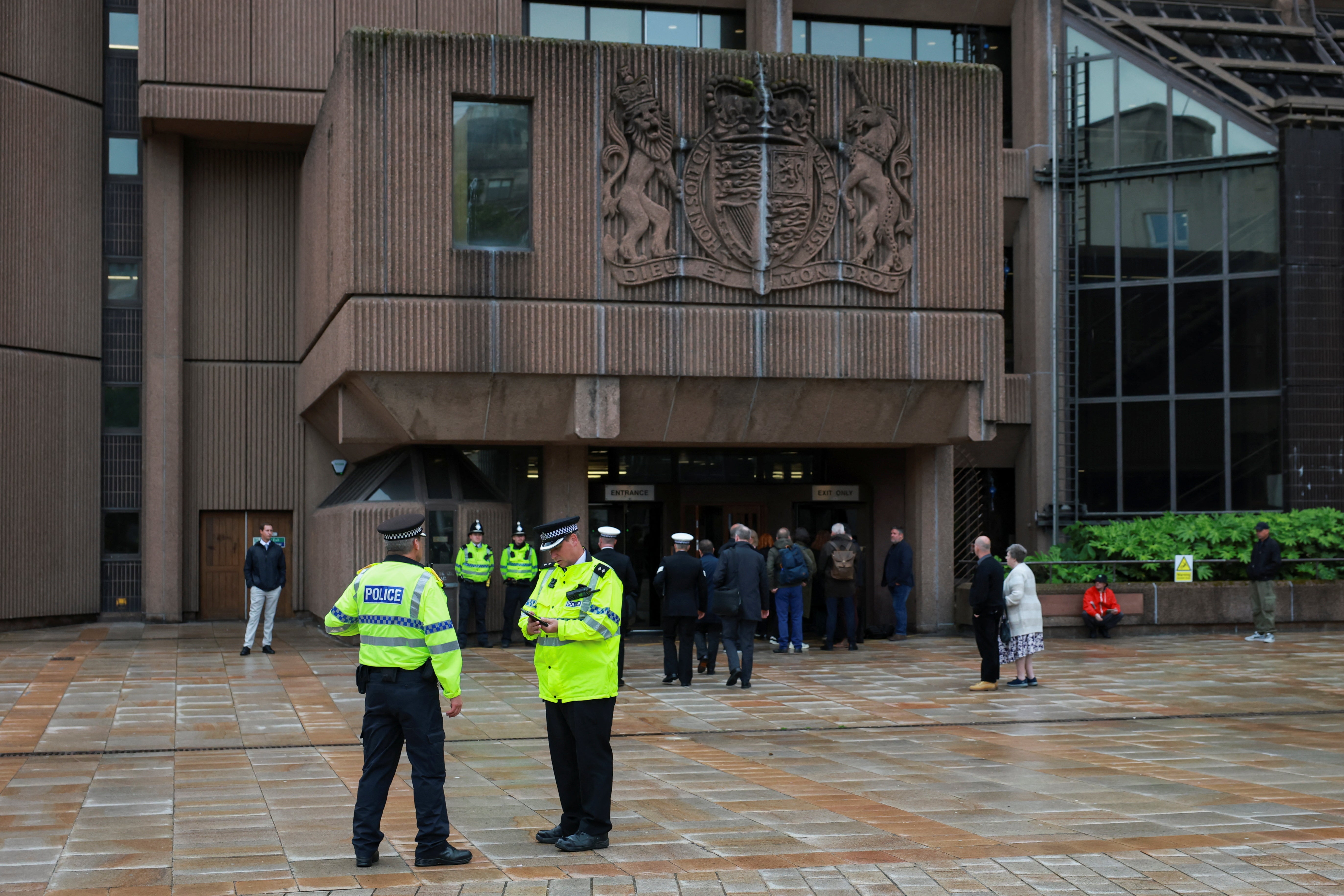 Police was on duty outside the court