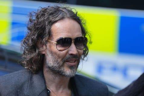 <p>Russell Brand arriving at. previous court hearing (Yui Mok/PA)</p>