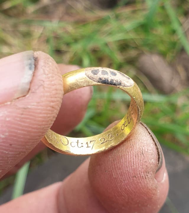 <p>The ring, crafted in gold and enamel, is a mourning ring linked to an ancestor of Gawdy Hall Estate in Norfolk</p>