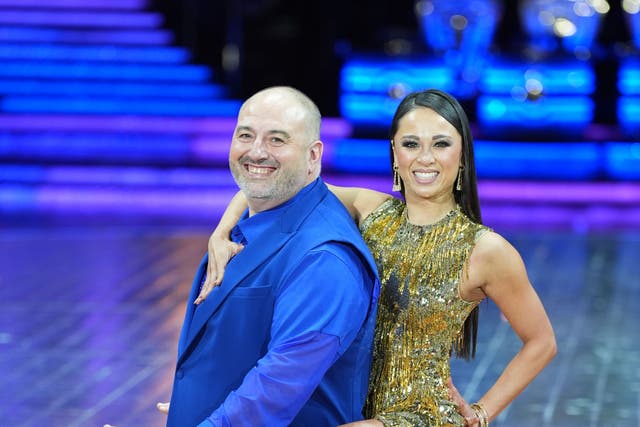 <p>Wynne Evans and Katya Jones during the Strictly Come Dancing – The Live Tour launch</p>