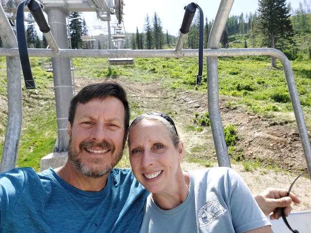 <p>Kell Morris, left, and his wife Jo Roop, in Sandpoint, Idaho</p>