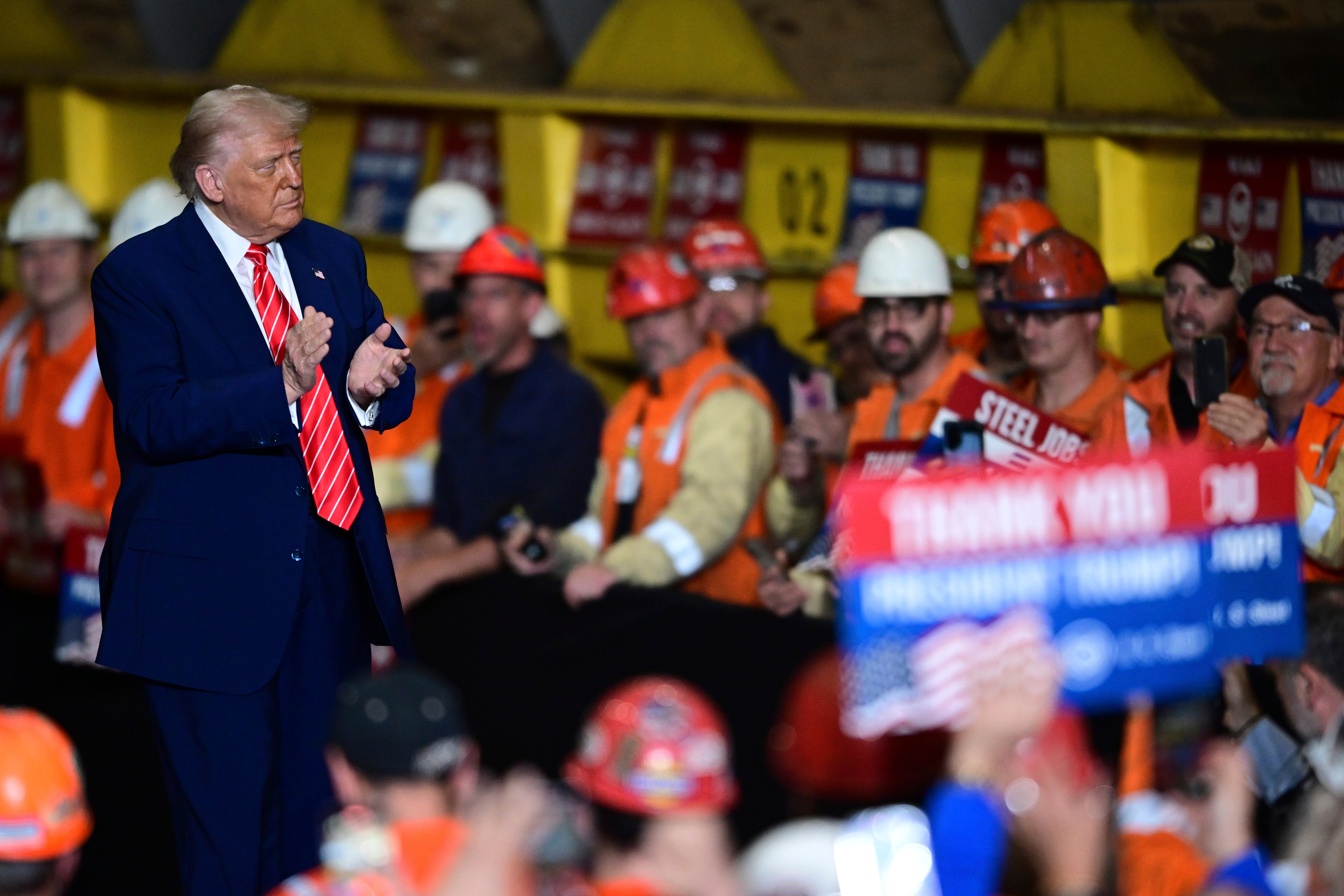 Trump arrives to speak at U.S. Steel Mon Valley Works-Irvin Plant
