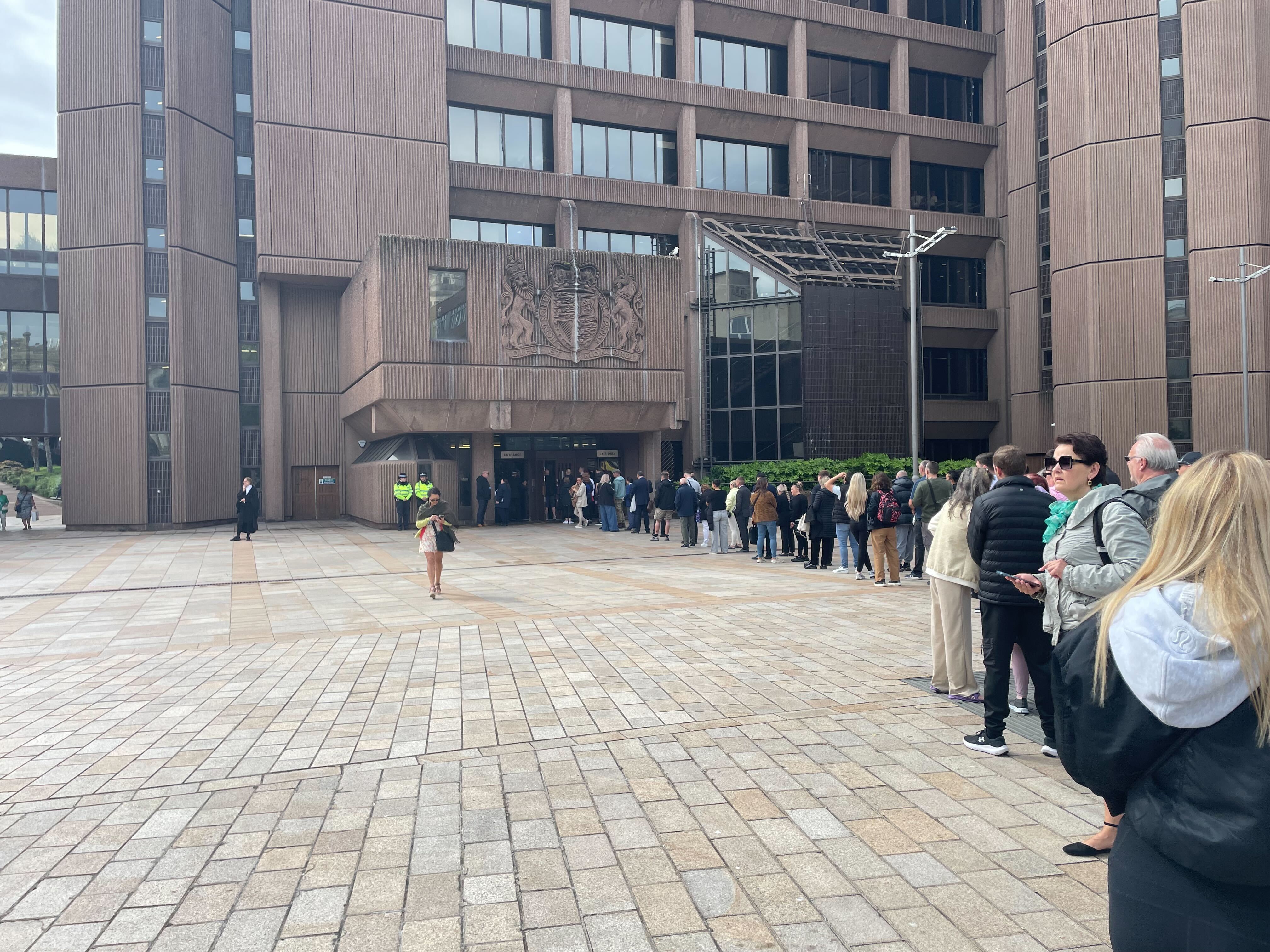Dozens of people were queued outside the Liverpool Magistrate Court
