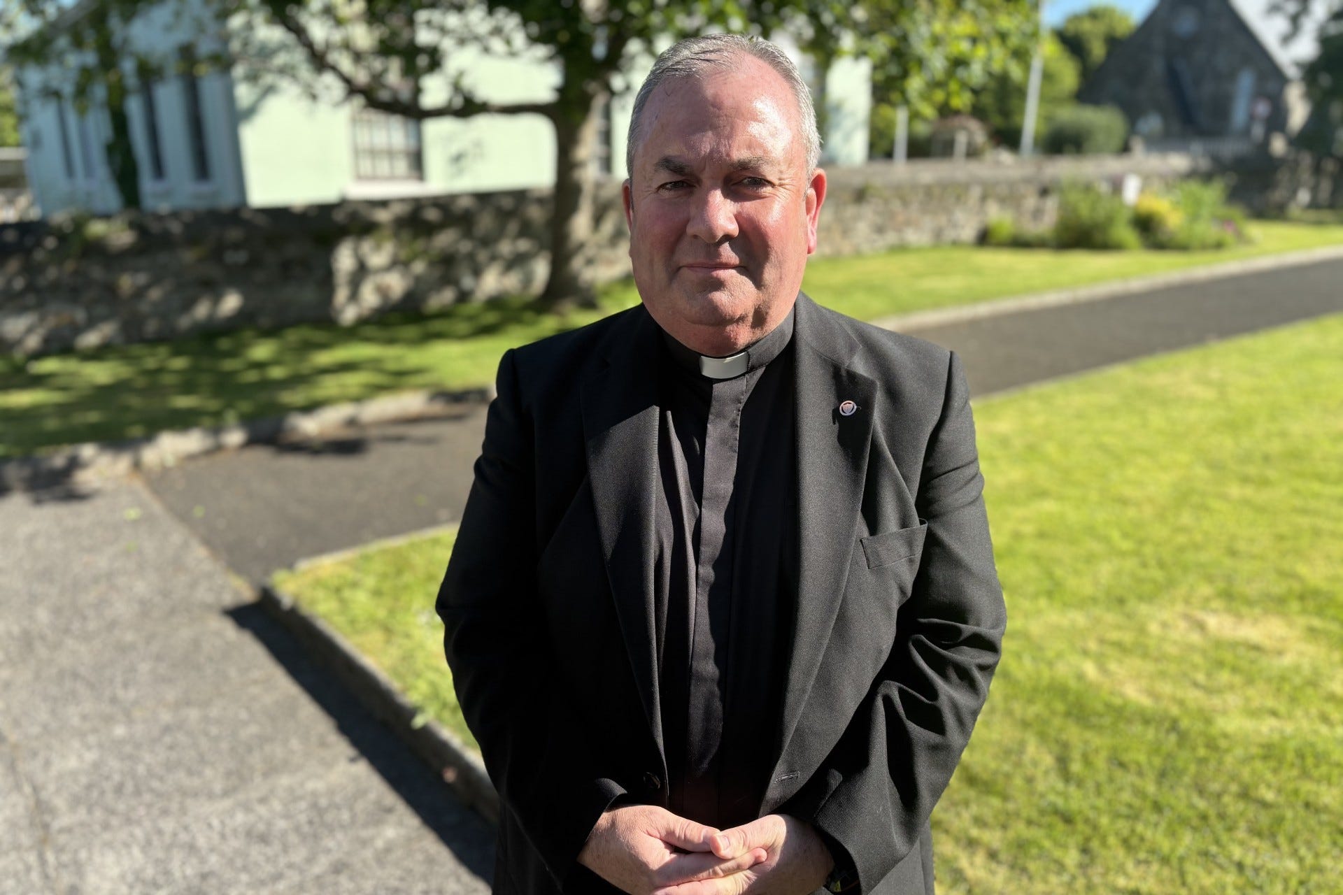 Buncrana Parish Priest Father Francis Bradley led the funeral in Buncrana on Saturday (Rebecca Black/PA)