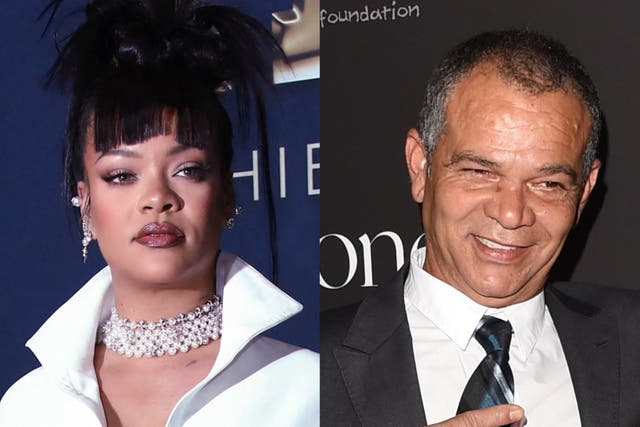 <p>Rihanna and her father, Ronald Fenty</p>