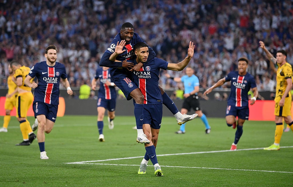 Achraf Hakimi scored against his former team to put PSG ahead on 12 minutes